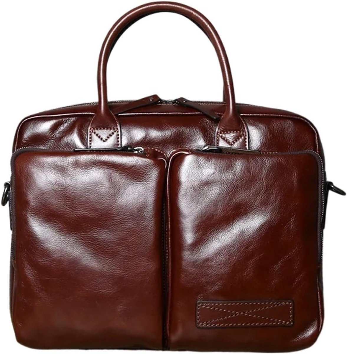 Leren Aktetas - Herentas Schoudertas - Zakelijk Gebruik - Ruim Interieur - 36x28x10 cm