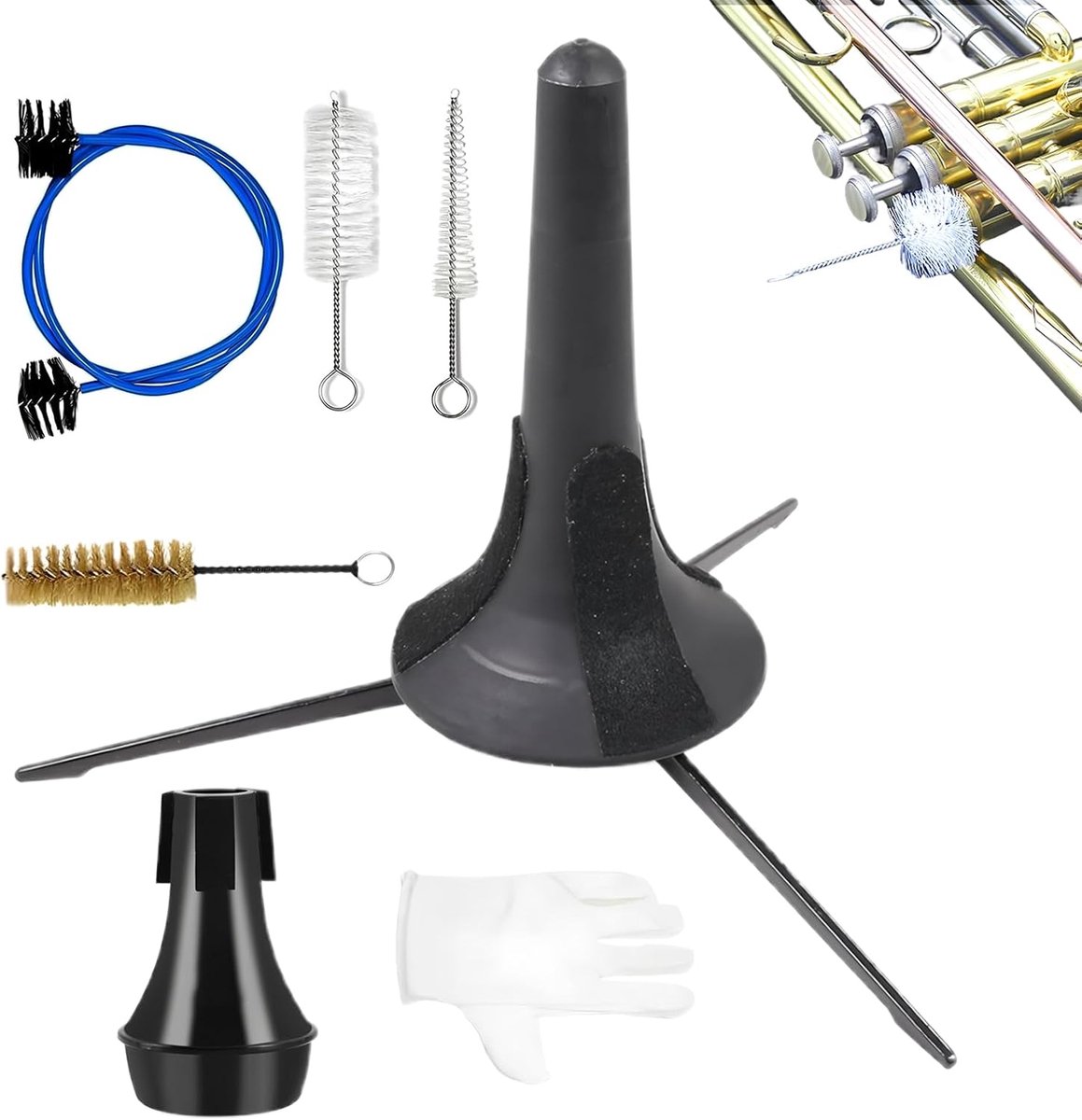 Trompet Onderhoudsset - Reinigingsset Blaasinstrument - Muziek Instrument Onderhoud - 7 Delige Set - 18 x 13 x 10 cm