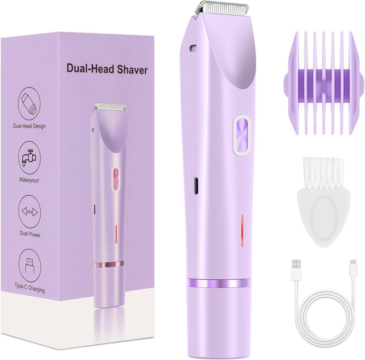 Dubbelkoppig ontharingsapparaat - trimmer - Geschikt voor vrouwen - elektrisch scheer- en ontharingsapparaat - Hair Clipper - Ontharingsapparaat - 2-in-1 elektrisch scheerapparaat - 1 stuk(paars)