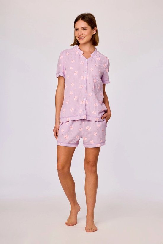 Pyjama Woody filles/femmes boutonné - lilas - imprimé papillons - 261-10-WPJ-W/927 - taille XXL