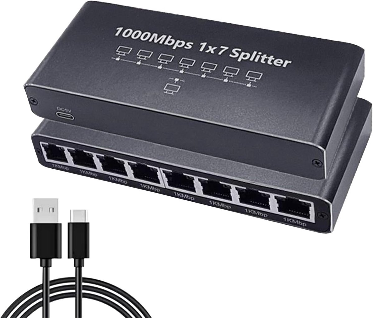Ethernet Splitter - Netwerk Hub - Snelle Verbinding - Plug En Play - 1000Mbps Gigabit