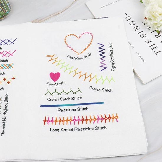 Naaiboek Borduursteken - Steken Handleiding - Creatief Borduren - Los Blad Ontwerp - 29 x 30 cm - Grijs — afbeelding 5