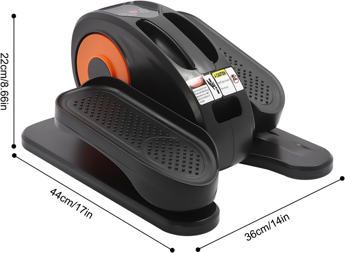 Mini Elliptische Trainer - Elektrische Crosstrainer - Zittend Trainen - 5 Versnellingen - 44x36x22 cm - Zwart Oranje