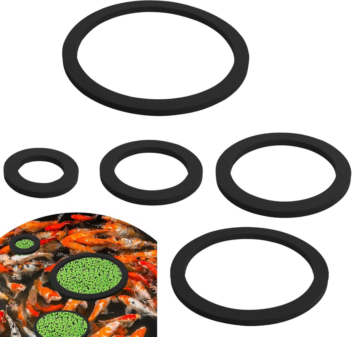 Aquarium Voerring - Visvoerhouder - Voederen Vissen - Voer Blijft Op Plek - 5 Stuks - Zwart