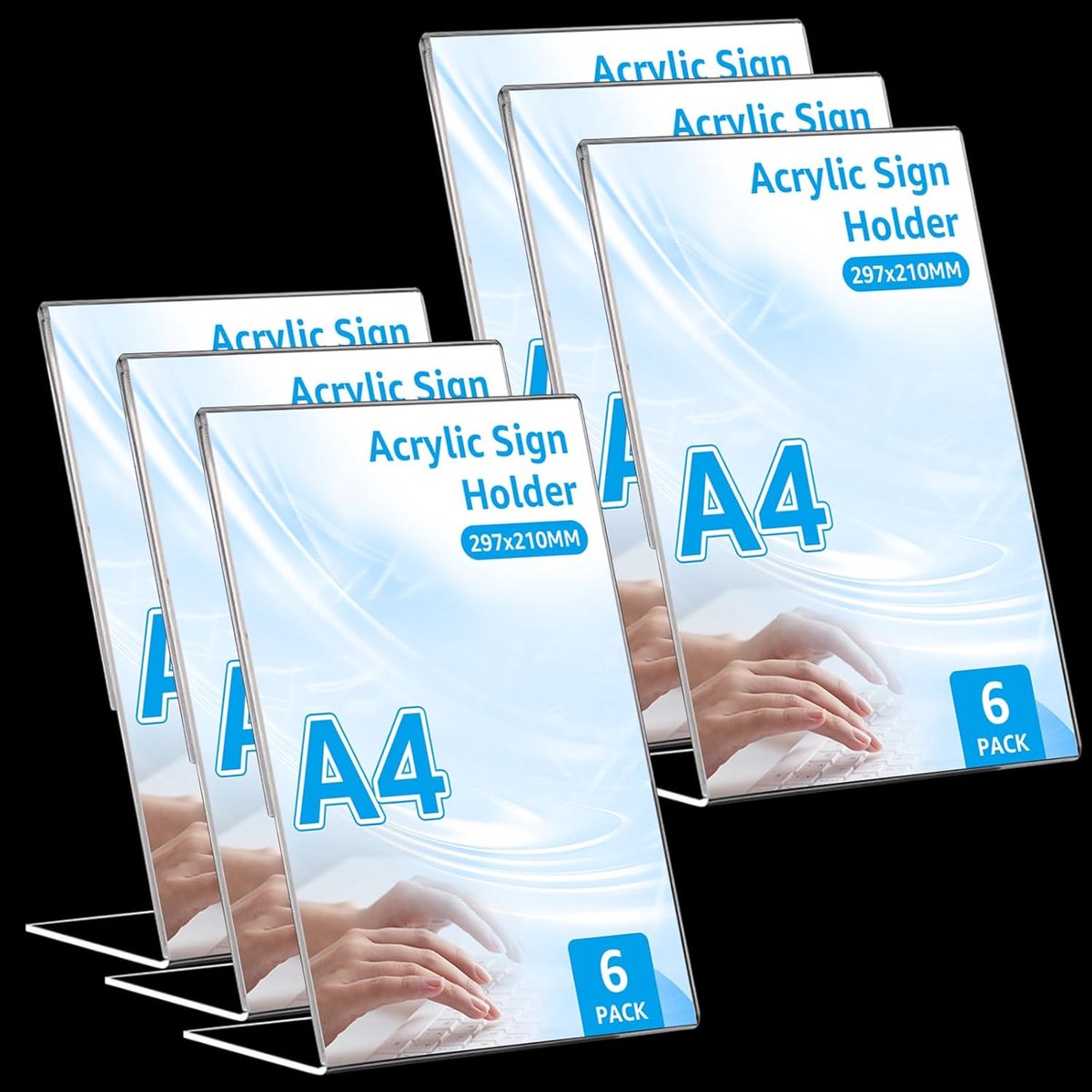 Set van 6x A4 Acryl Tafelstandaards - L-Model Voor Menu's, Posters en Documenten
