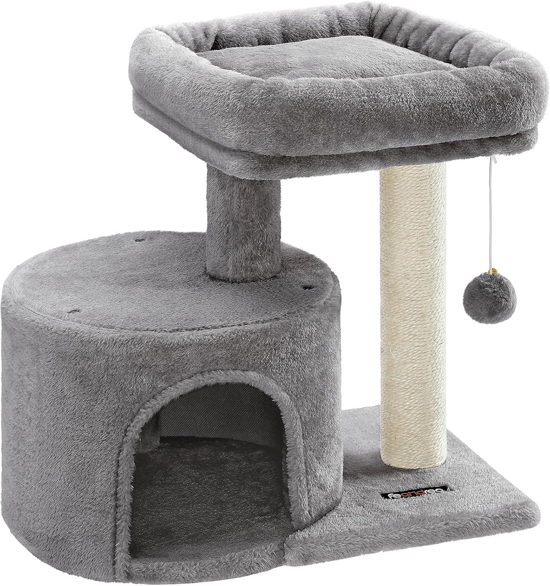 Kleine Krabpaal met Krabstam en Kattenmand voor Kittens in Lichtgrijs