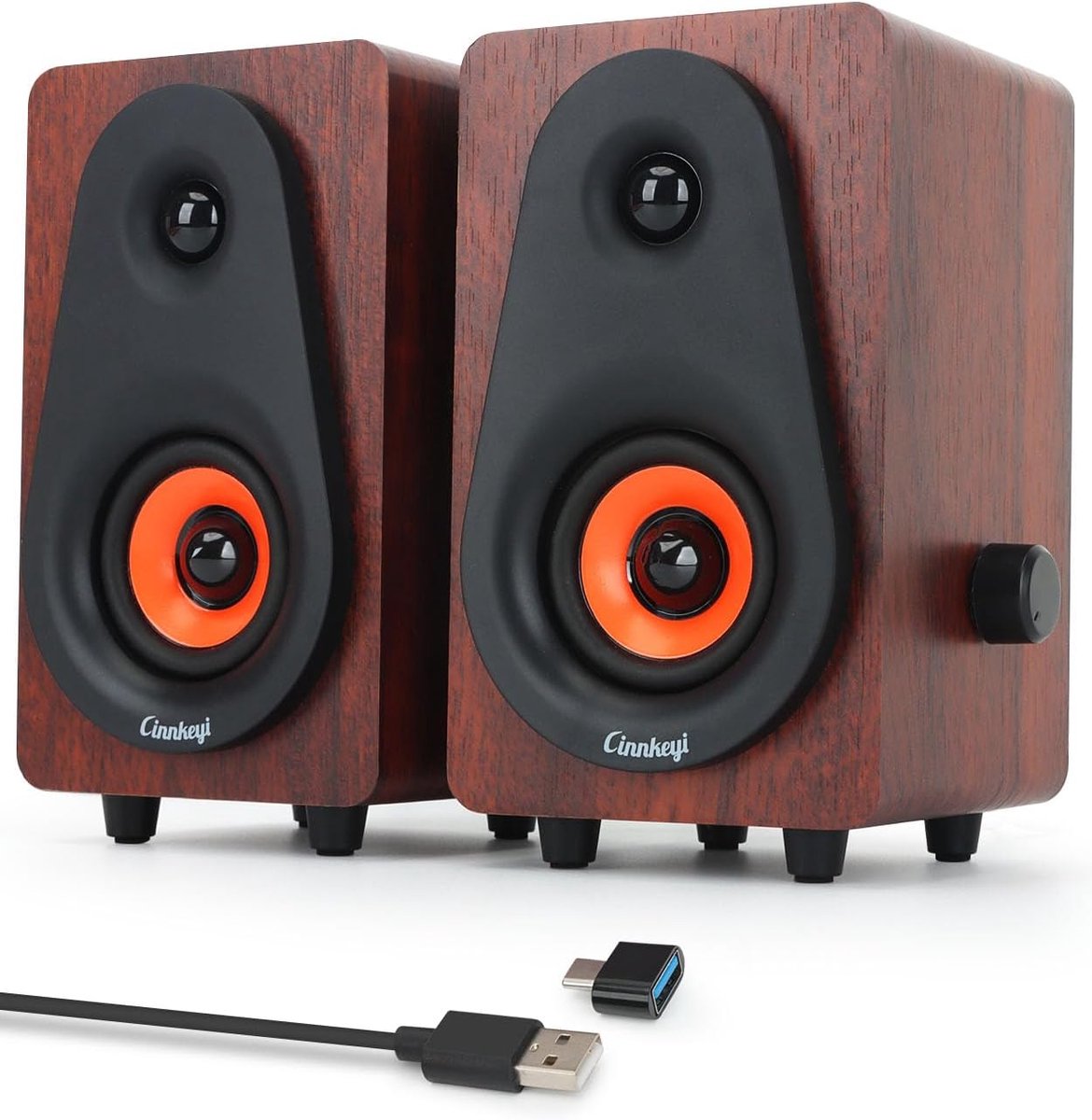 Compacte Houten 2.0 PC Luidsprekers - USB Powered voor Desktop & Laptop