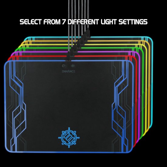 Grote Gaming Muismat met 7 Kleuren RGB Verlichting en Precisie Tracking Oppervlak — afbeelding 2