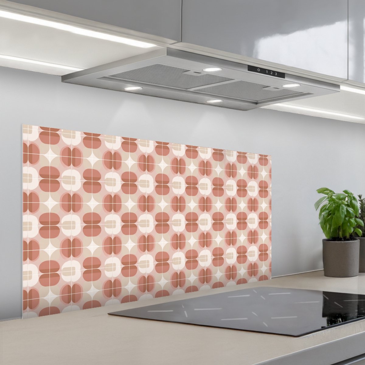 Spatscherm 100x50 cm - Zelfklevende achterwand Retro - Klassiek - Roze - Keuken muurbeschermer - Spatwand fornuis