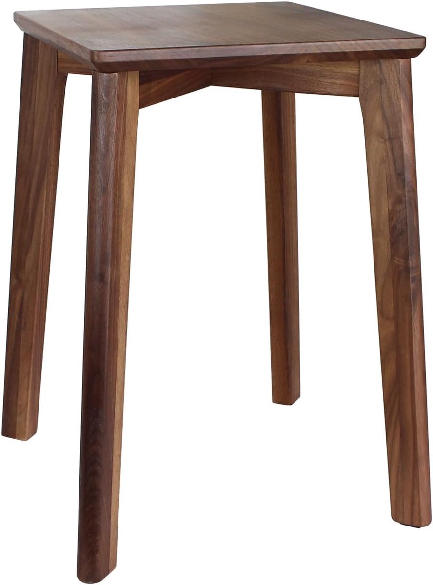 Massief Houten Kruk (45cm Hoog) - Stapelbaar Zitkrukje met Antislip Viltkussen