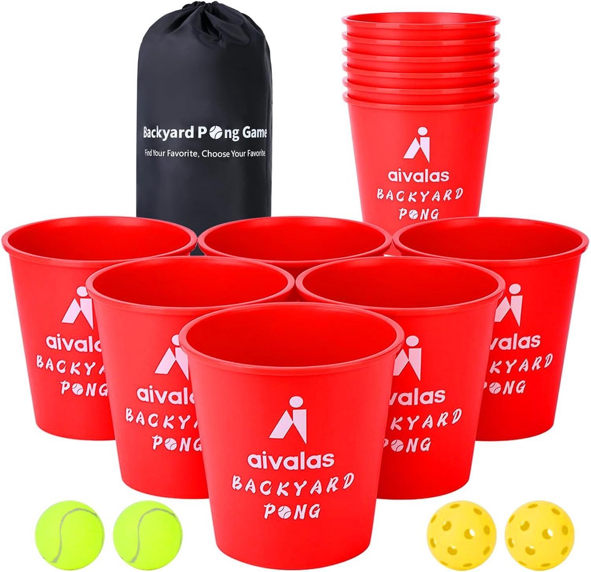 Reuzen Pong Buiten Speelset - XL Bierpong voor Tuin, Strand & Camping - Inclusief Duurzame Emmer en Ballen
