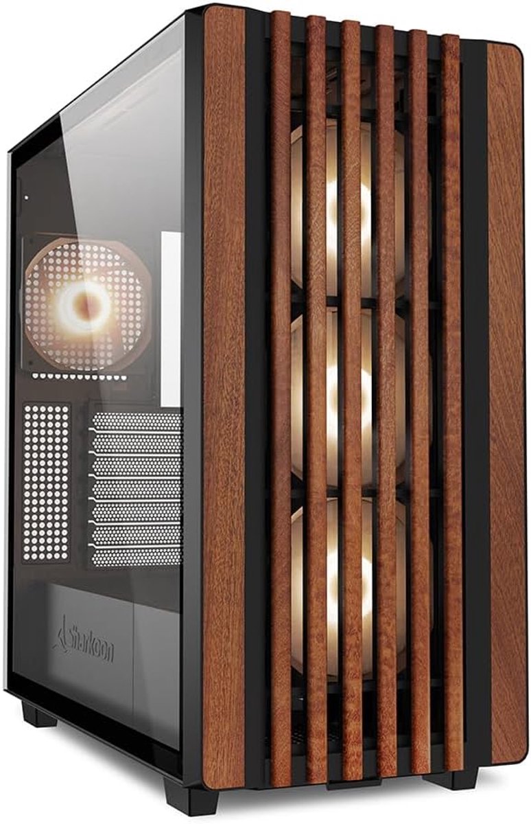 ATX PC Behuizing met Houten Accent, Gehard Glas en RGB Ventilators
