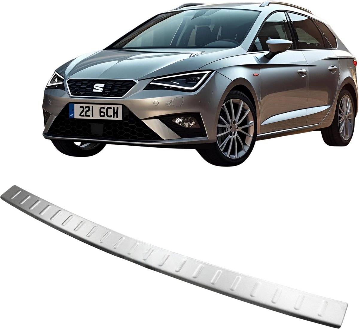 Bumpercover van roestvrij staal met chroomafwerking voor Seat Leon MK III van 2013 tot 2019
