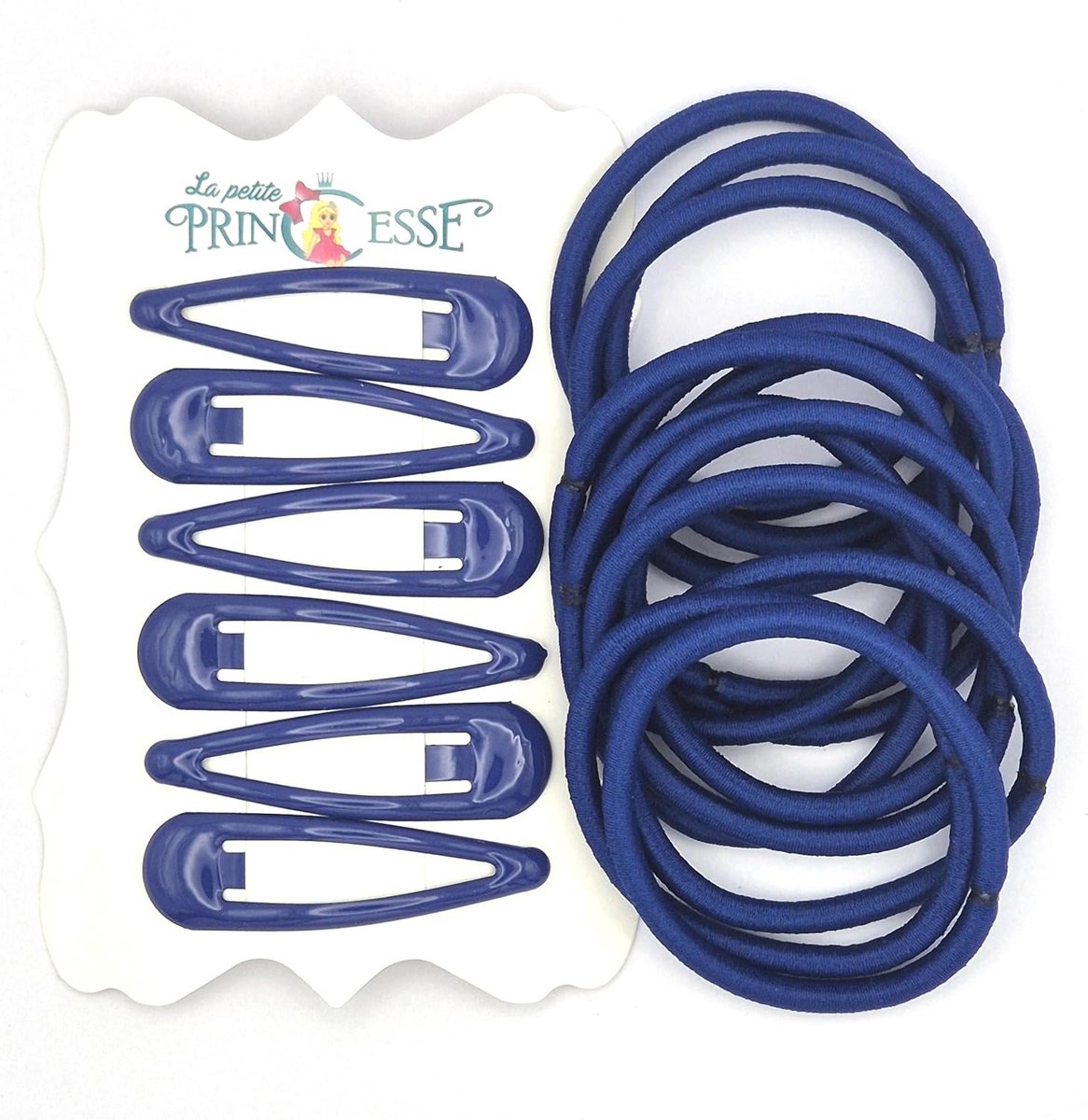Set Haaraccessoires voor Meisjes: 12 Elastieken, Clips en Haarspeldjes (Koningsblauw)