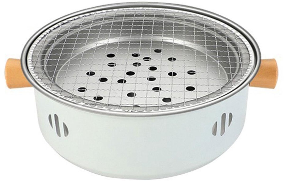 Draagbare barbecue, houtskoolbarbecue, ronde barbecue van roestvrij staal