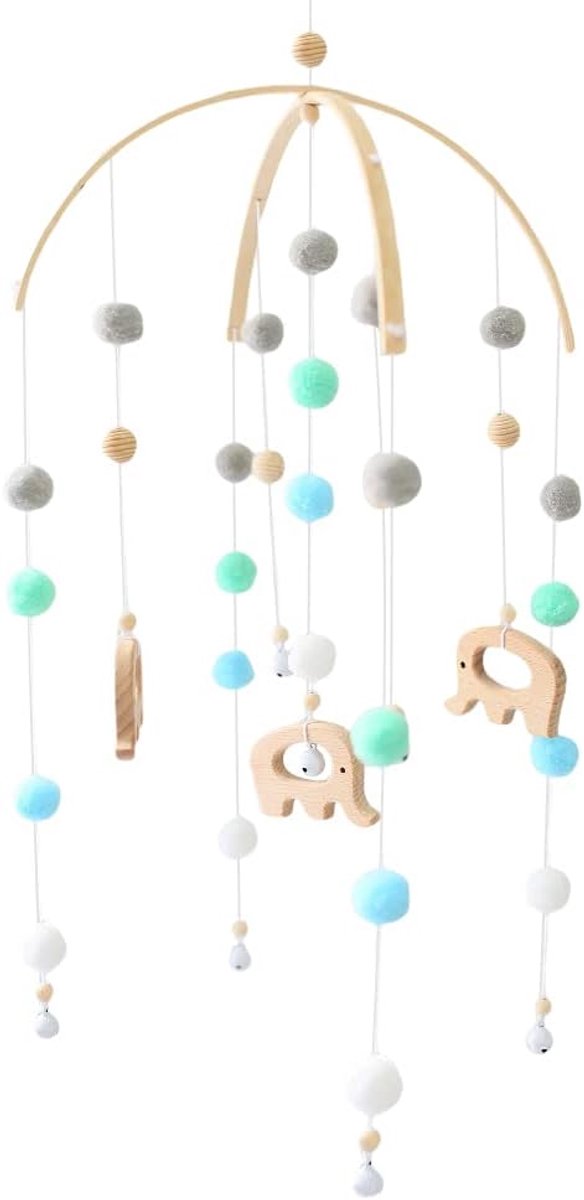 Houten Baby Mobiel met Vilt Ballen voor Wieg of Kinderkamer Decoratie