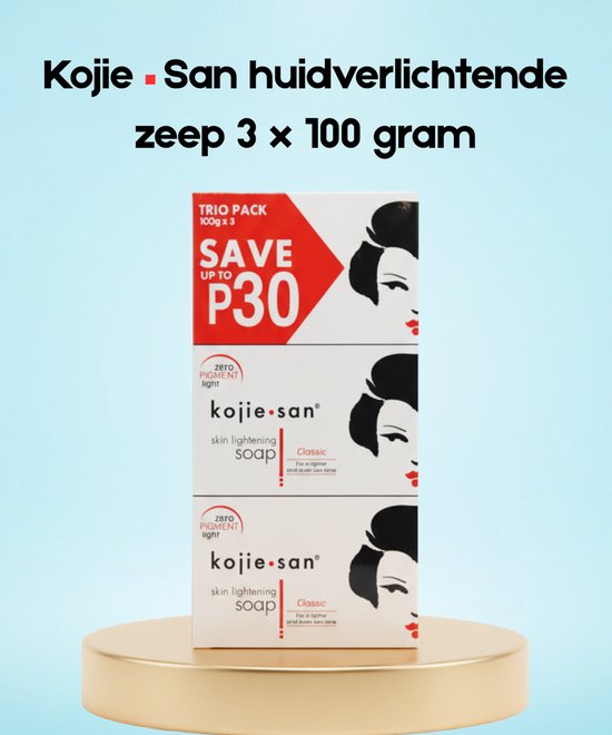 Kojie San skin lightening - Zeep 3 x 100 gram - Tegen pigmentvlekken - Egale huid