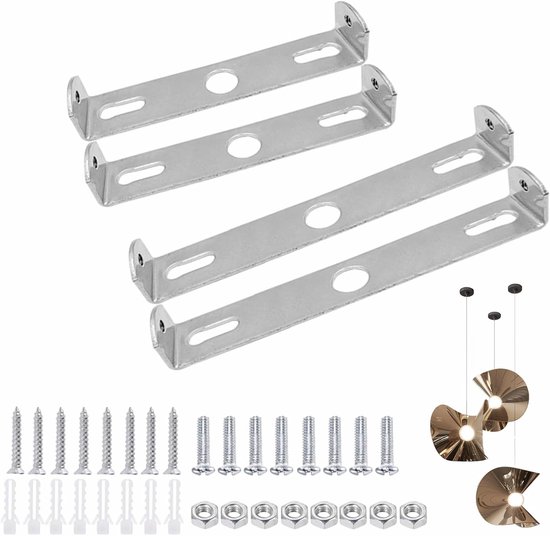 Universele plafondlamp lamphouders set 4x, montagebeugels 90mm & 100mm met schroeven, stevig en makkelijk te monteren