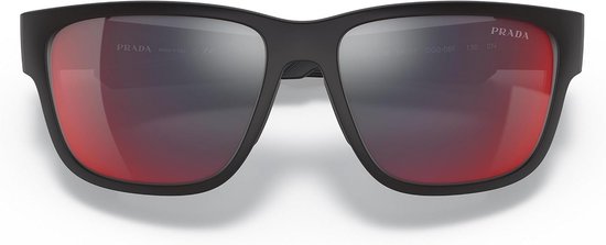 Heren Zonnebril Zwart Rubber Blauw Rood Glazen 59/17/130 - Modern Design — afbeelding 4