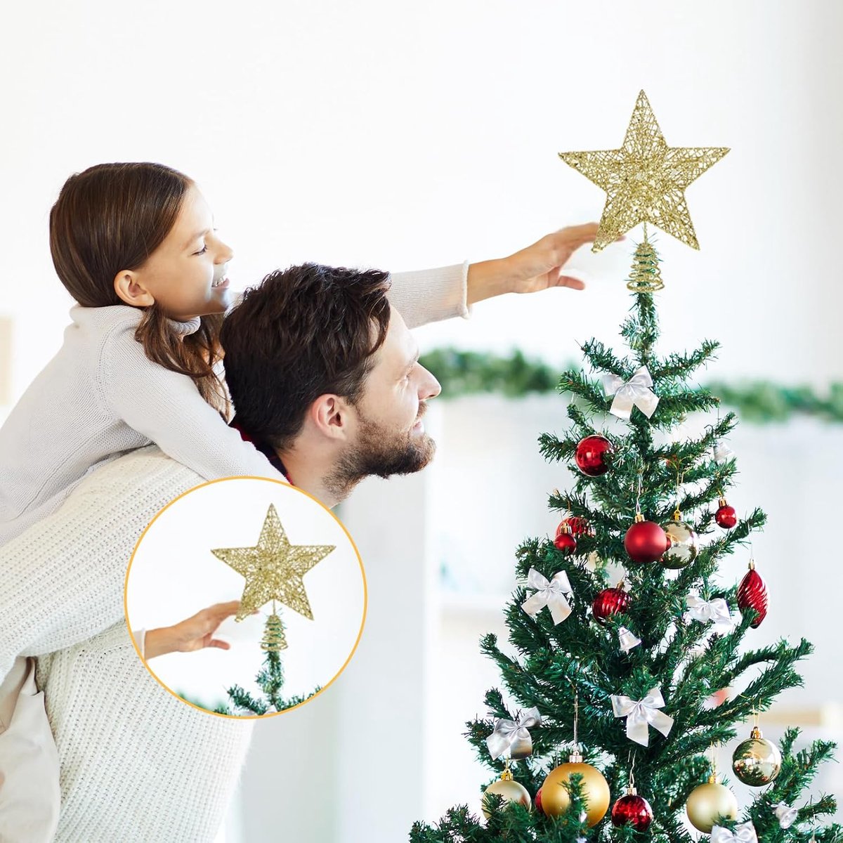 Gouden Kerstboomdecoratie Ster Puntig 25cm - Luxe Boomtopper – foto 3