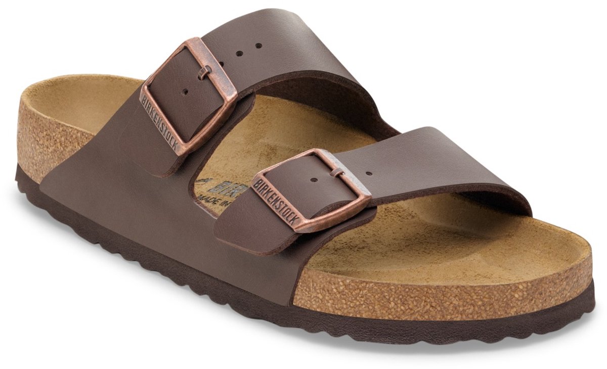 Birkenstock Arizona Birko-Flor Slippers Dark – Unisex Narrow 4013871074625 Bruin