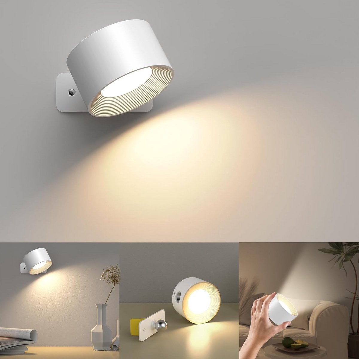 Oplaadbare Wandlamp - Op Batterijen - Draadloos - Leeslamp
