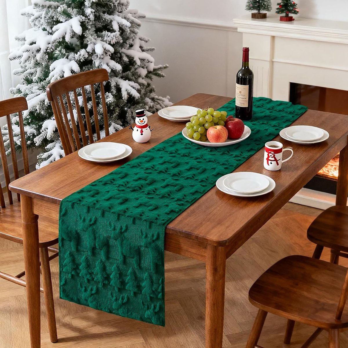 Tafelloper Kerst Fluweel Zacht Groen 40x240 cm Feestelijke Tafeldecoratie