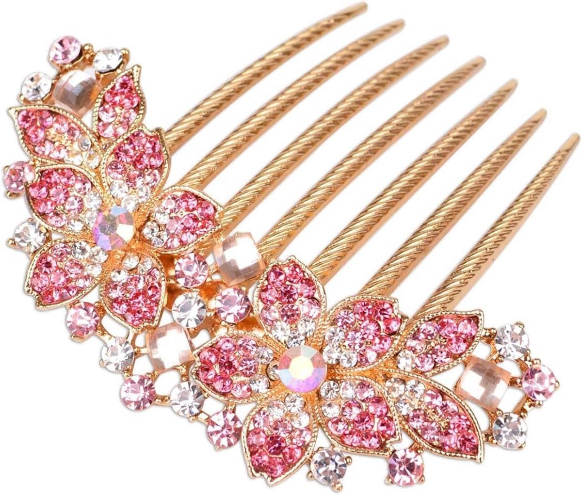 Elegante Haarspeld met Strass Bloemen - Bruidshaaraccessoire en Damessieraden