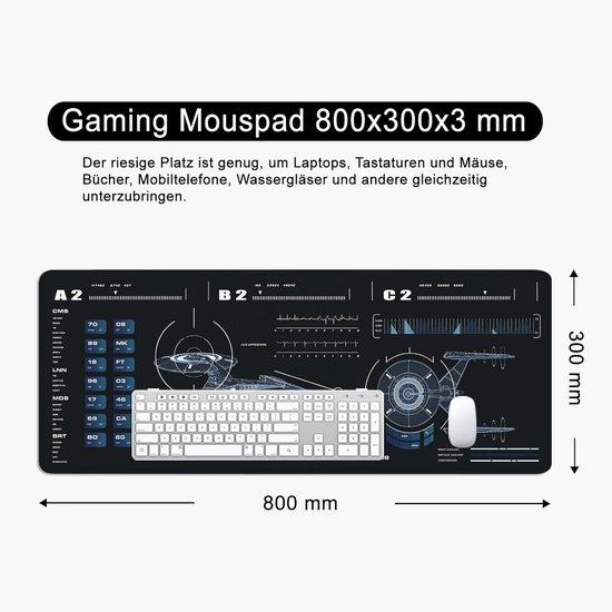 XL Gaming Muismat Zwart 80x30 cm - Grote Bureauonderlegger voor PC en Toetsenbord van Merkloos — afbeelding 4
