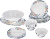 26-delig Tafelservies Florine Glas Set voor 6 Personen - Wit met Bloemendesign