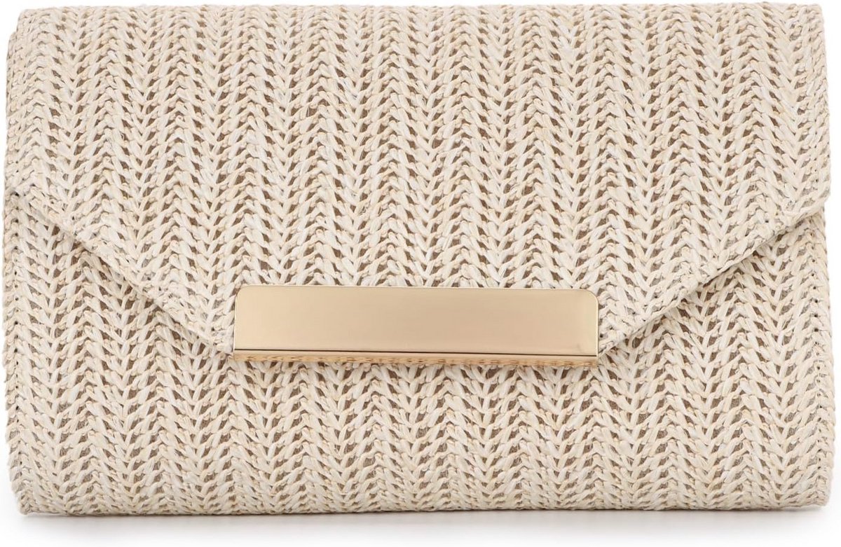 Dames Raffia Clutch Tas Gevlochten Riet Zomer Handtas