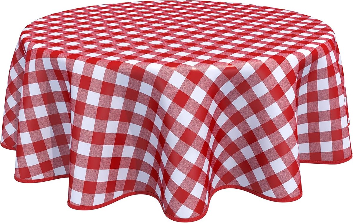 Rond Tafelzeil PVC Blauw Geruit Tafelkleed 160 cm - Gemakkelijk Schoon te Veven