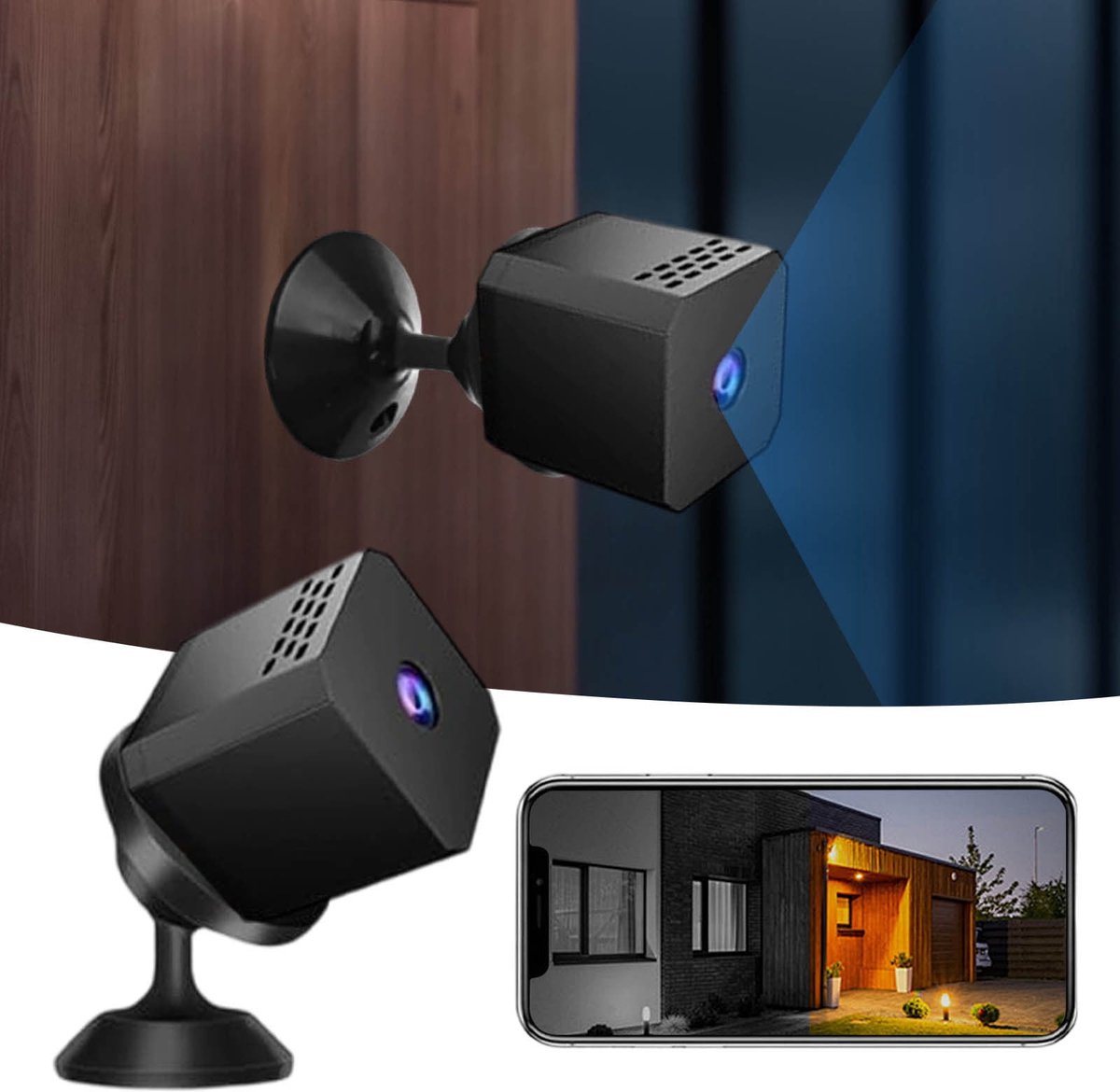 Slim nachtzichtapparaat, klein en onopvallend, draadloos te bedienen en te bewaken via een mini-app, ondersteunt wifi-opname in 1080p HD en heeft 32 GB opslagruimte.
