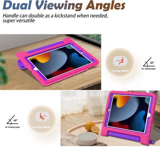 JETech Kinderhoes Voor IPad 10.2" (9e/8e/7e Gen) - Schokbestendig Met Handvat, Standaard En Screen Protector - Blauw