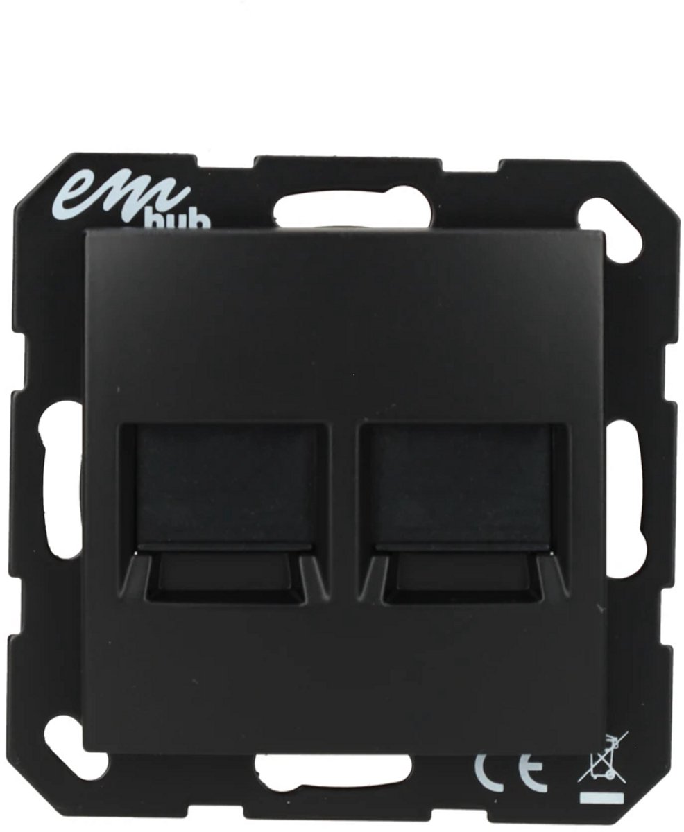 EMhub centraalplaat 2-voudig met Modular Jack - Lumo55 mat zwart (4090069)