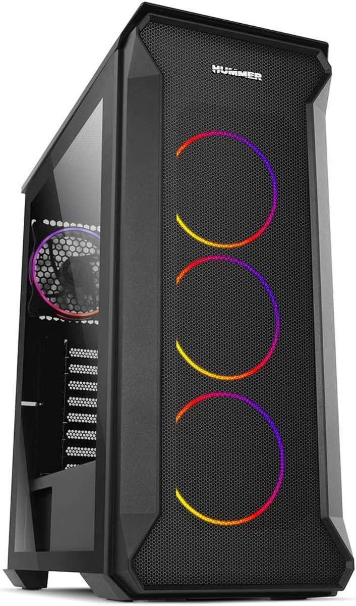 PC Behuizing Micro ATX/ITX met 4 ARGB Fans, Gehard Glas Zijpaneel en USB 3.0