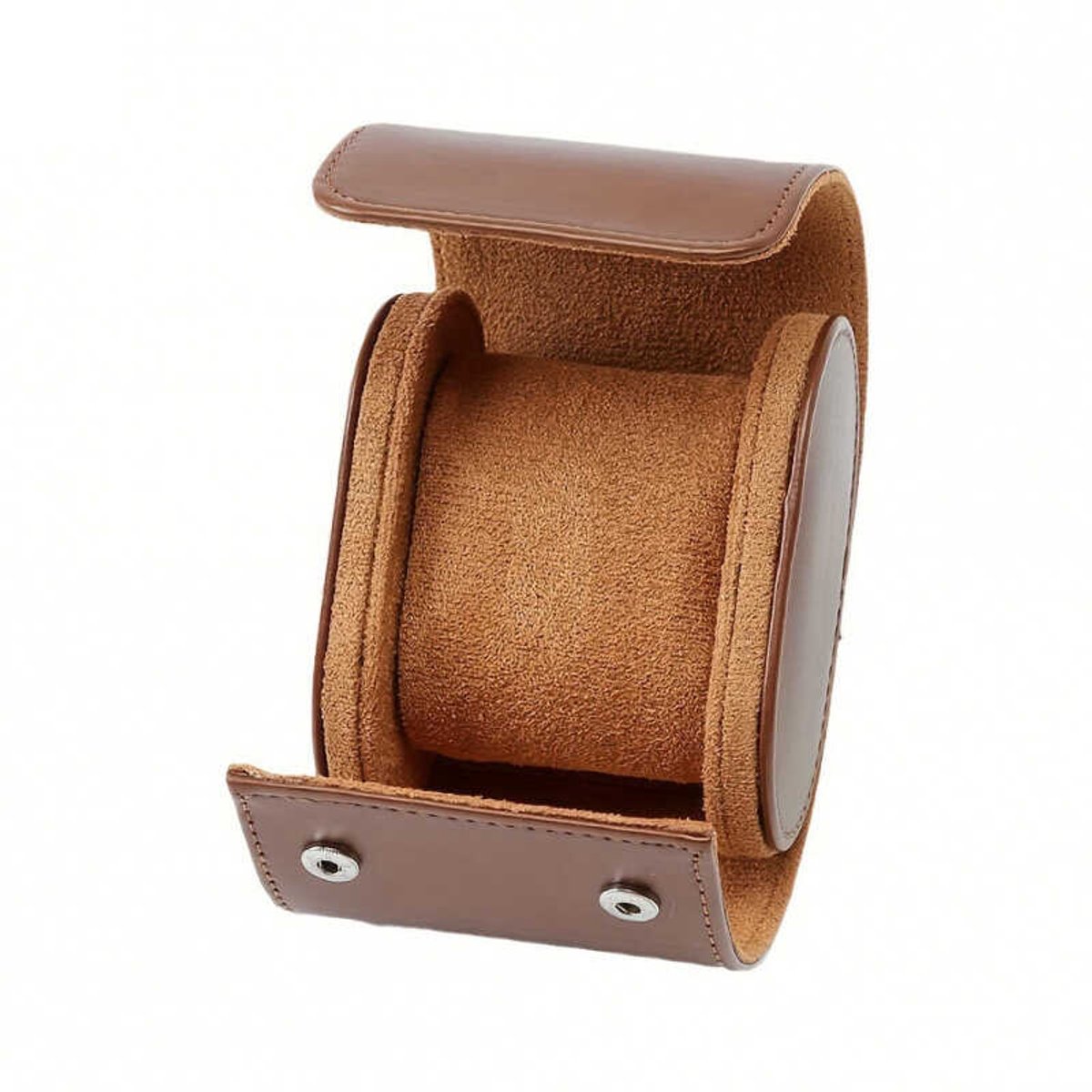 Cilindrische horlogedoos met één compartiment, vintage reishorlogedoos, unisex - bruin