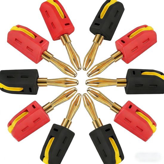 10 banaanstekkers van 4 mm, geschikt voor hifi-luidsprekers, versterkers, luidsprekerkabels, enz.