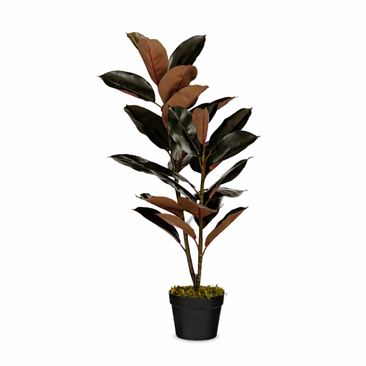 Mica Decorations Rubberplant – Kunstplant in Pot – Realistische Nepplant Woondecoratie – Kunstplanten voor Binnen en Buiten – H90 x Ø70 cm – Rood