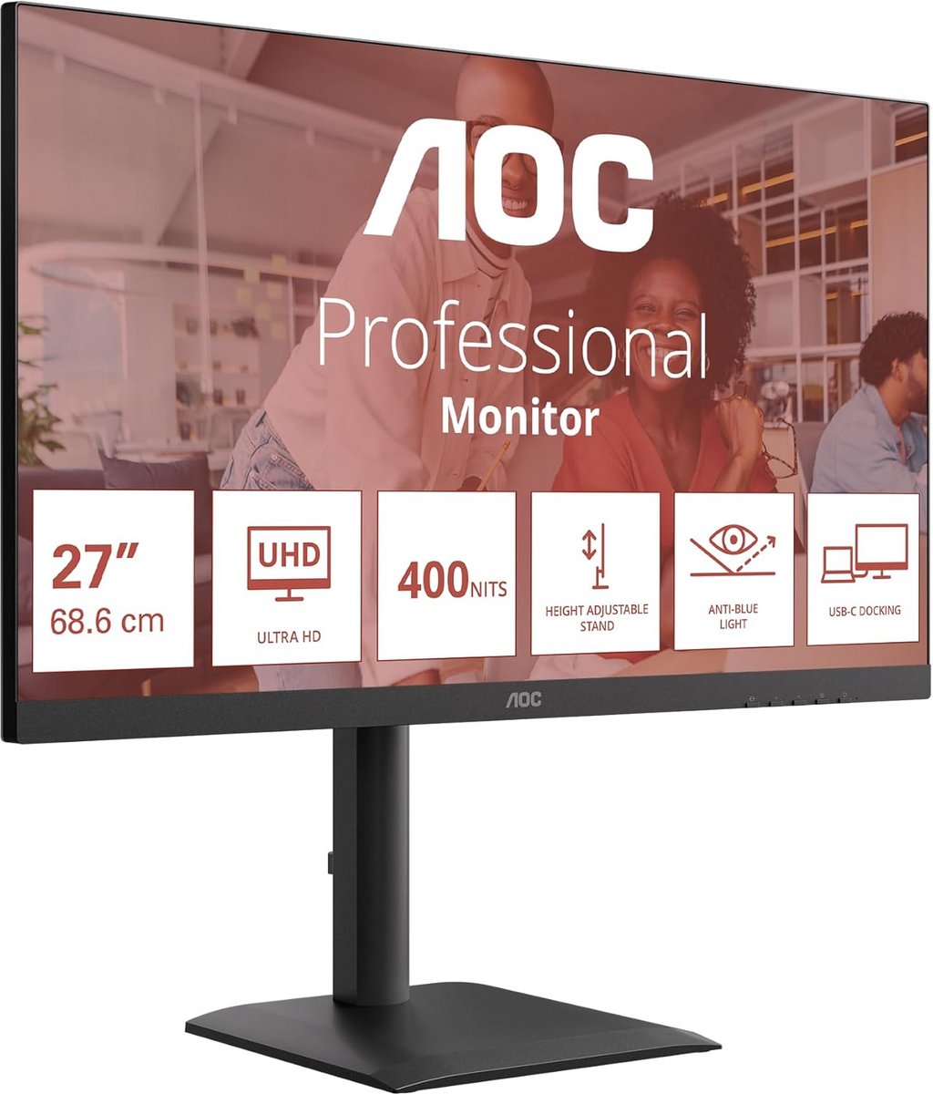 27 inch 4K UHD Monitor met IPS, In Hoogte Verstelbaar en USB-C Docking 90W