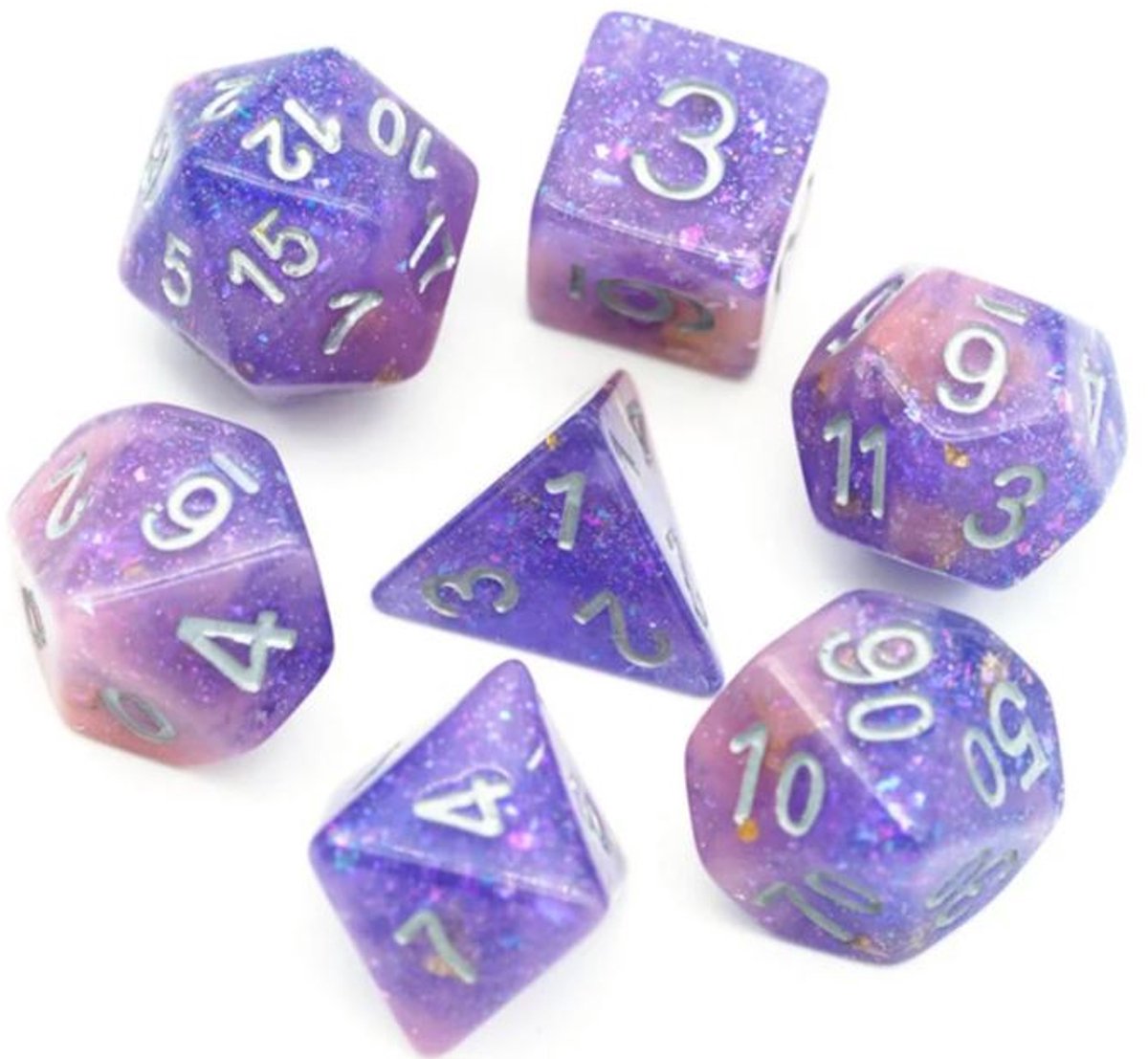 Foam Brain Games dobbelstenen set - Pink & Purple Seabed Treasure RPG.