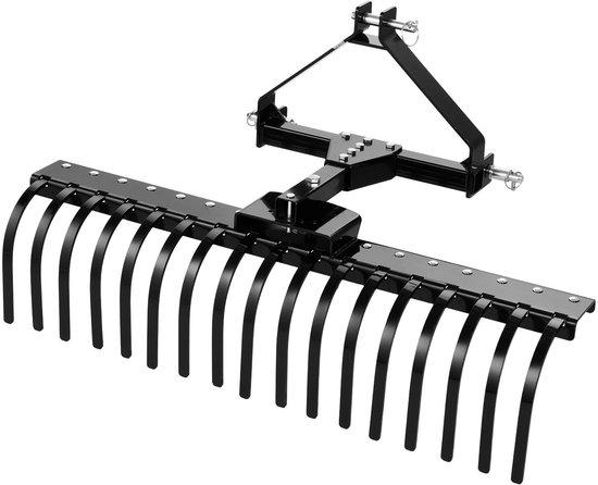 Hooihark voor tractor - Landhark 3-puntsophanging Categorie 1 - Werkbreedte 127 cm - 17 Stalen Tanden - In Hoek Verstelbaar - Voor Gras, Takken en Maaisel — afbeelding 5