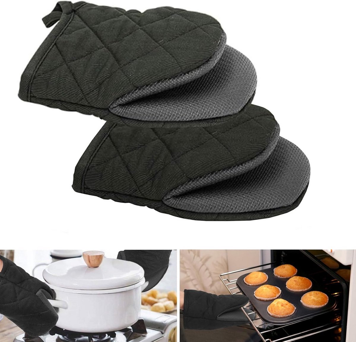 Hittebestendige Mini Ovenwanten - Antislip Keukenhandschoenen voor BBQ, Oven en Magnetron
