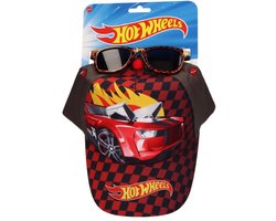 Hot Wheels Pet + Zonnebril Set – Kinder Pet Jongens – Rood Zwart – Verstelbaar – UV Bescherming