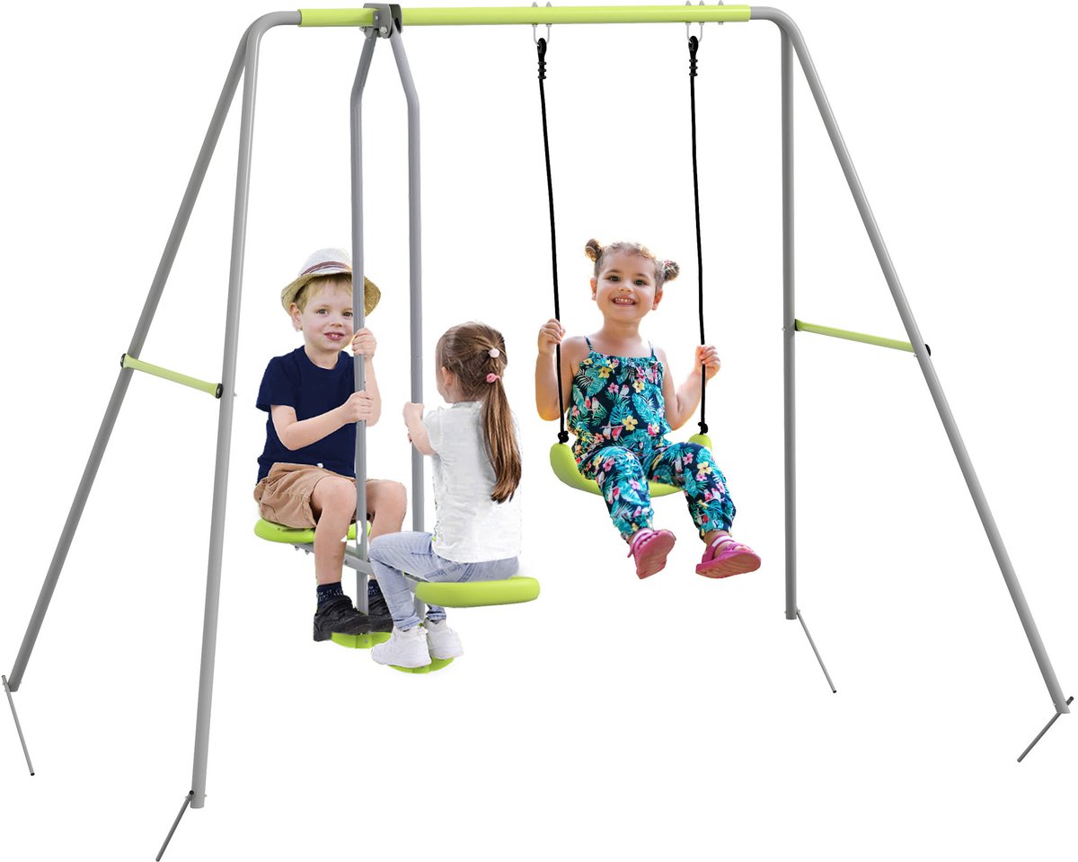 Outsunny Kinderschommel - Metaal - 255x160x180cm - Groen