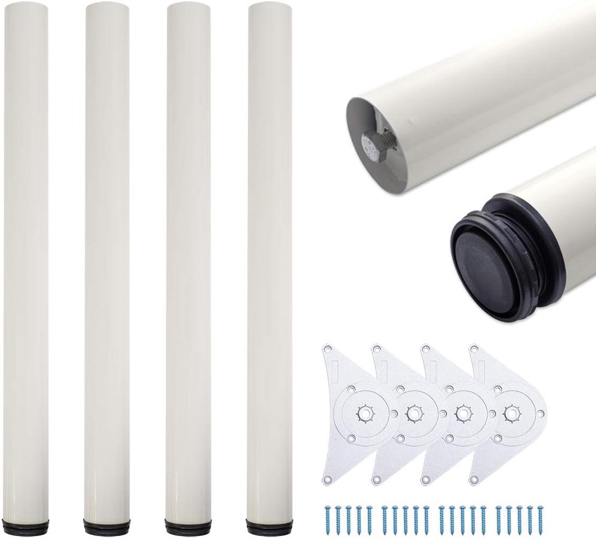 In hoogte verstelbare tafelpoten Wit 4 stuks 110 cm - Inclusief Montageaccessoires