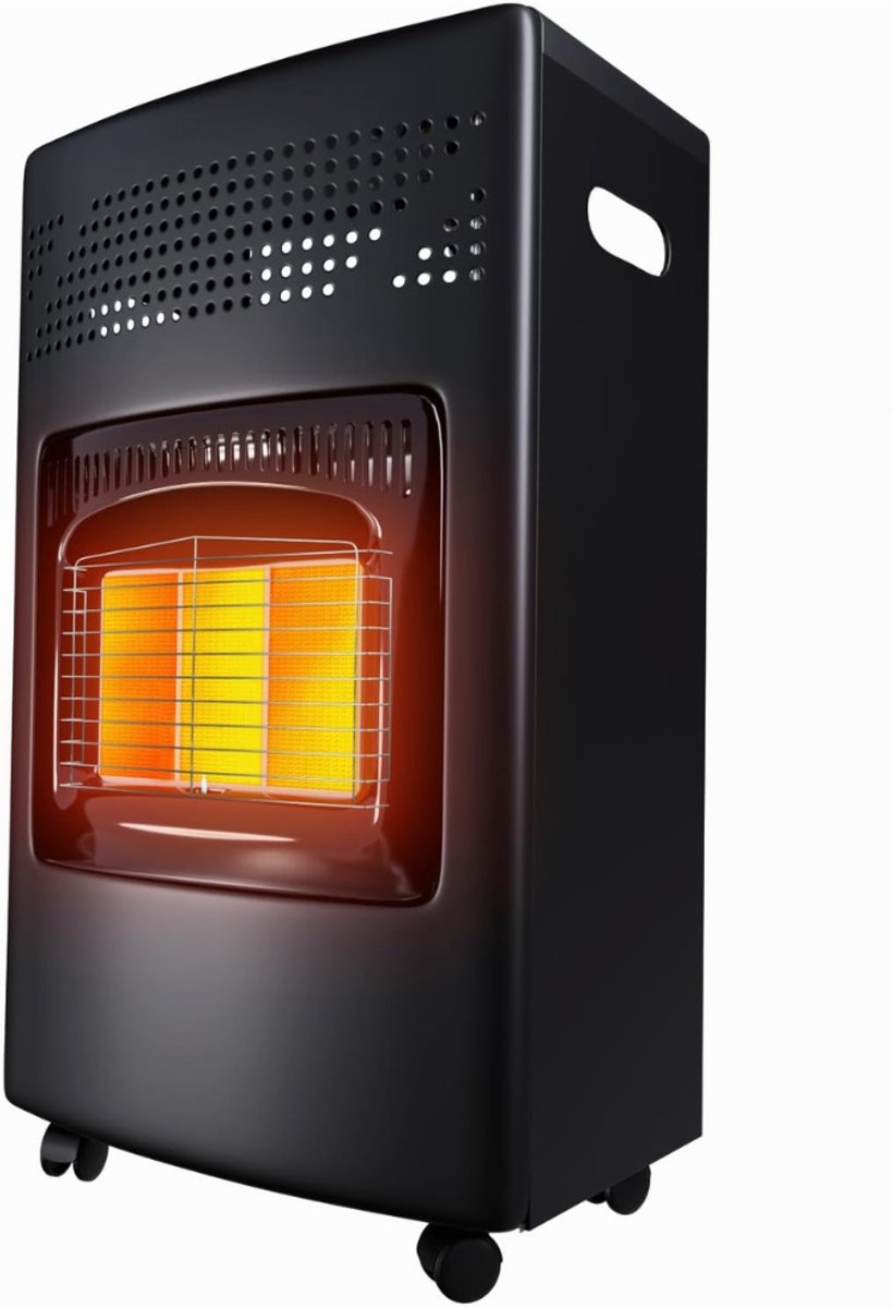 Florixa® Gasverwarming Mobiel - Heater Op Propaan of Butaan gas – Verwarming - Infraroodkachel Vrijstaand - Voor flessen tot 15 KG - Zwart - 42cm x 44cm x 74cm