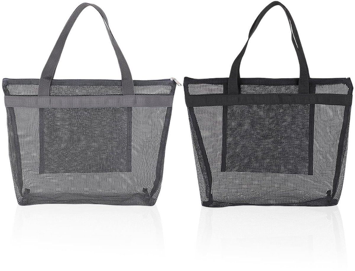 2-Delige Mesh Tas - Ademend Strandtas - 28 x 10 x 27 cm