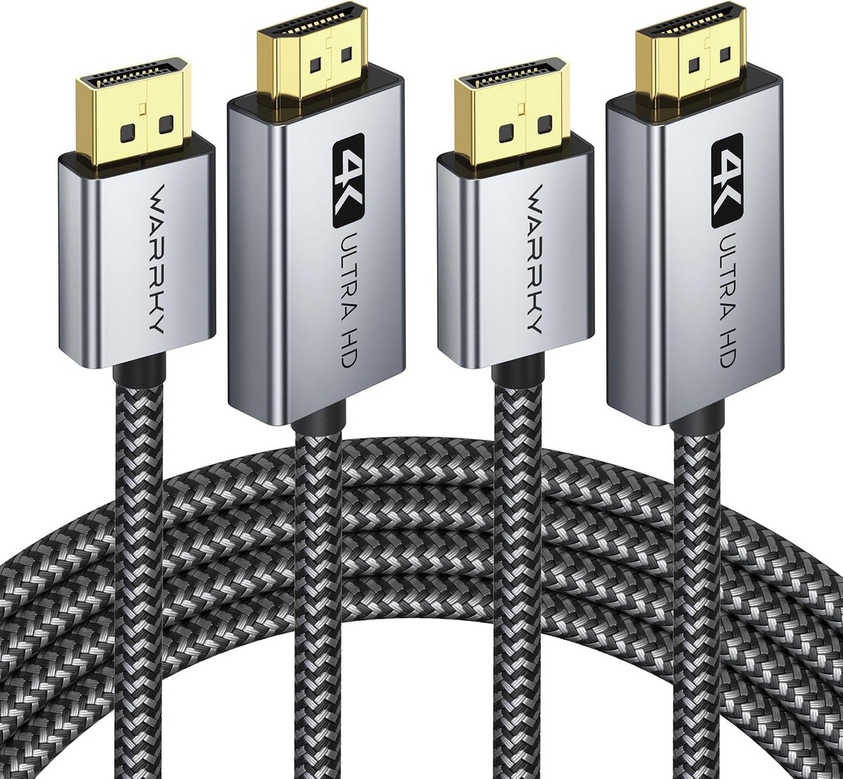 DisplayPort naar HDMI Kabel 1.8 Meter 2 stuks - Ondersteunt 4K Resolutie bij 30Hz