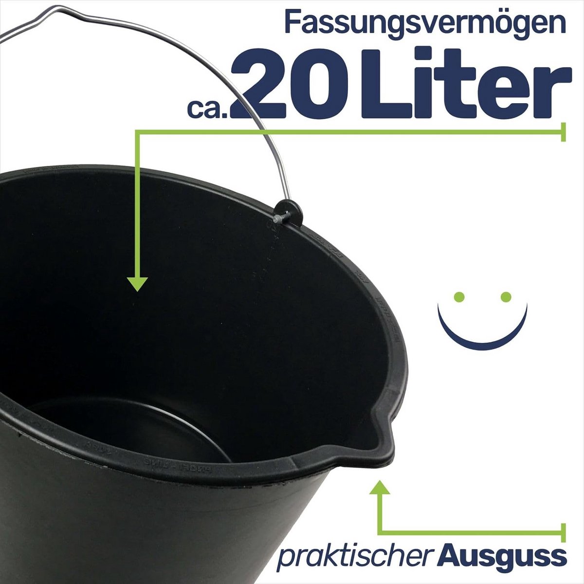 Robuuste Bouwemmer 20 Liter met Schenktuit en Schaalverdeling - Set van 3
